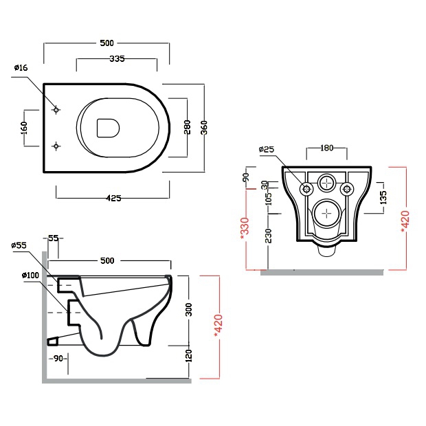 Унитаз подвесной безободковый 50 см Olympia Clear CLE1202R01