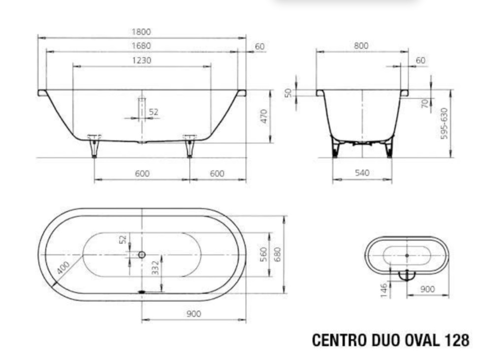 Ванна стальная 180X85 овальная KALDEWEi CENTRO DUO OVAL 