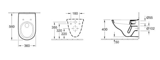 Подвесной унитаз 56 см Villeroy&Boch O.novo 56601001