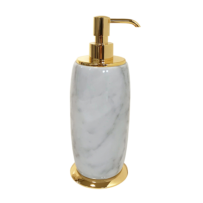 3SC Elegance Дозатор для жидкого мыла, настольный, цвет: мрамор bianco carrara/золото 24к. Lucido EL01DABCGD