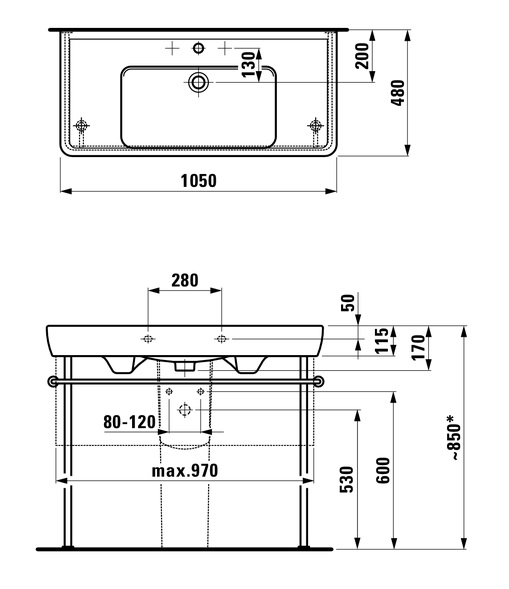 Раковина 1050x480 Laufen Pro A 813958