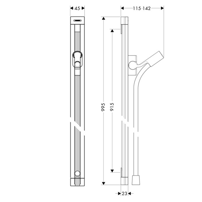 Hansgrohe Raindance Unica'S Настенная штанга 99,5см., цвет: хром 27636000