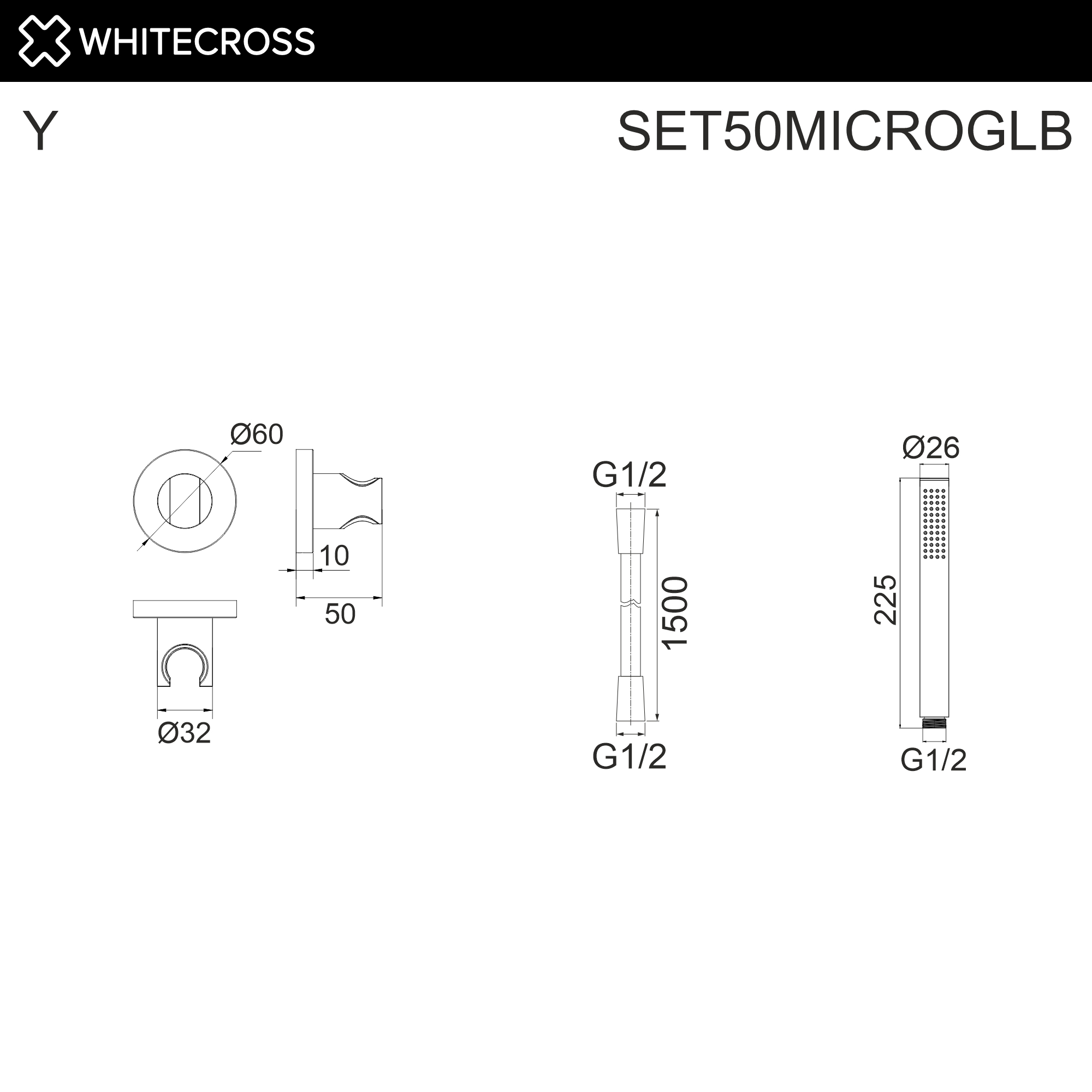 Душевой гарнитур точечный WHITECROSS SET50MICROGLB (брашированное золото)