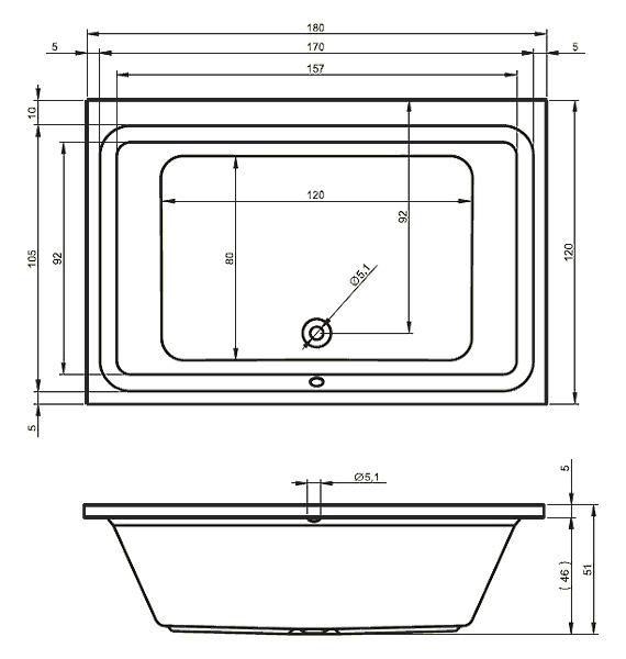 Ванна акриловая RIHO Castello 180x120 без гидромассажа BB7700500000000