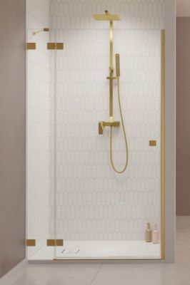 Душевая дверь 80 см. распашная Radaway ESSENZA PRO BRUSHED GOLD DWJ левая