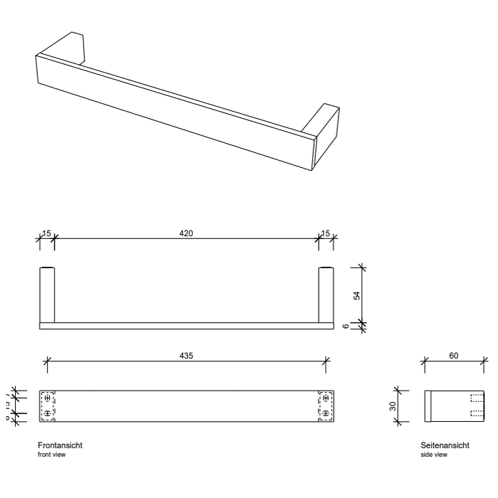 Decor Walther Contract Полотенцедержатель 45 см, цвет: черный матовый 650760