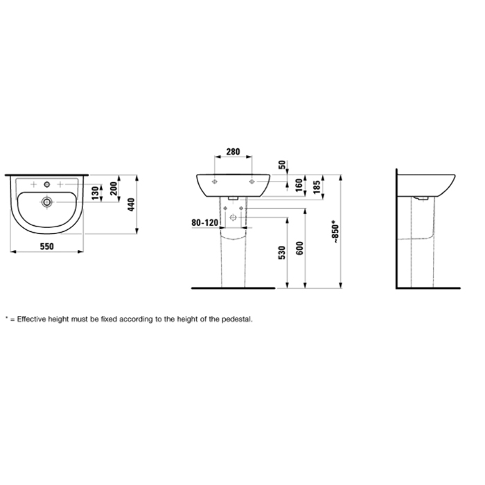 Laufen Pro Раковина 55х44х16 см, подвесная., цвет: белый 8.1095.1.000.104.1