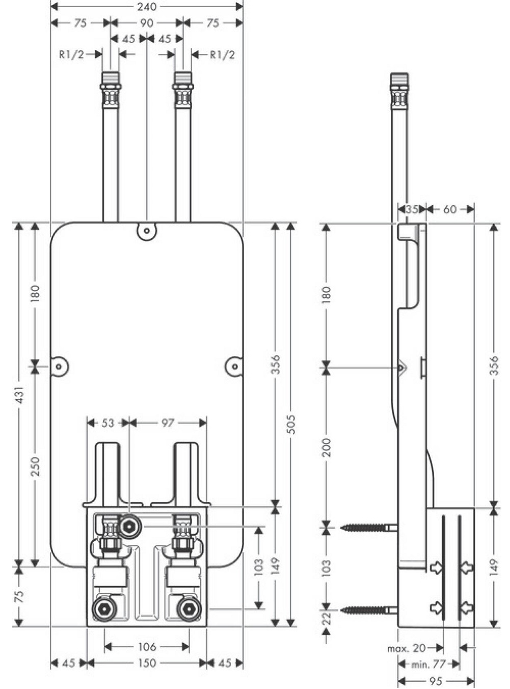 Скрытая часть потолочной лейки Axor Showers 35363180