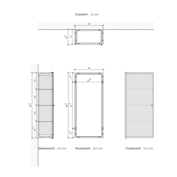 Decor Walther Glas S 3 Шкафчик подвесной 35x19x40см, цвет: черный матовый 602463