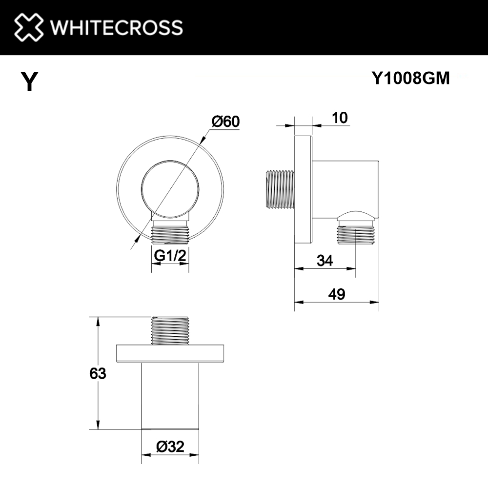 Угловой соединительный элемент WHITECROSS Y1008GM (оружейная сталь)