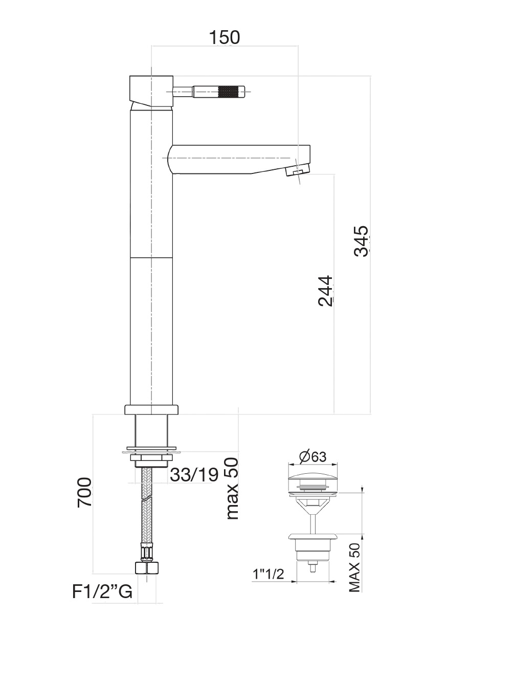 Смеситель для раковины Fiore XENON 44NN5290, черный