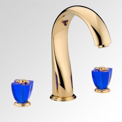 THG Pуtale de cristal bleu Смеситель для ванны, 3 отв., цвет: золото/синий хрусталь U6B-F01-25SG