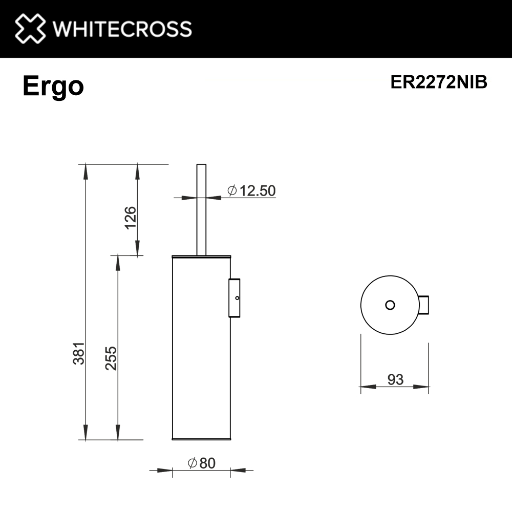 Ершик подвесной WHITECROSS Ergo ER2272NIB (брашированный никель)