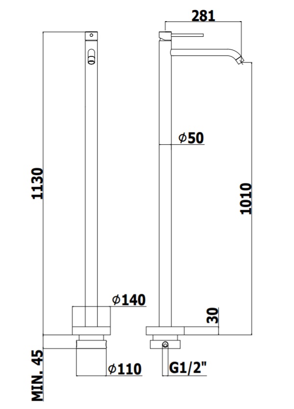 Смесители для раковины напольный Paffoni Light LIG031CR