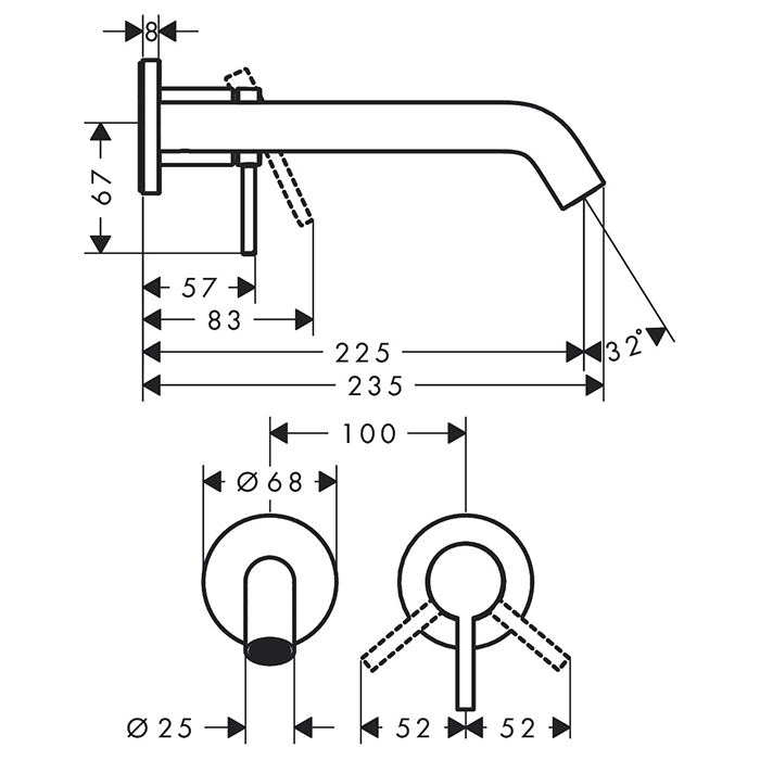 73351700 Hansgrohe Tecturis E Смеситель для раковины, встраиваемый, излив: 23см., цвет: белый матовый