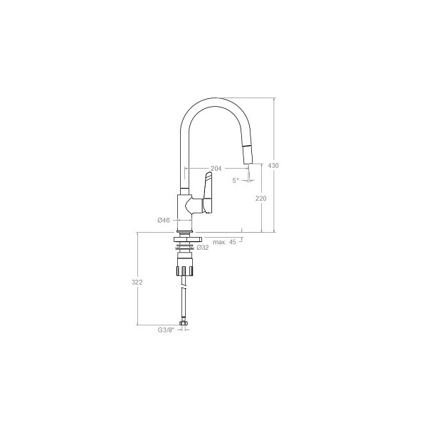 Ramon Soler Смеситель для кухни с выдвижной лейкой и поворотным изливом KITCHEN 387901V1MC