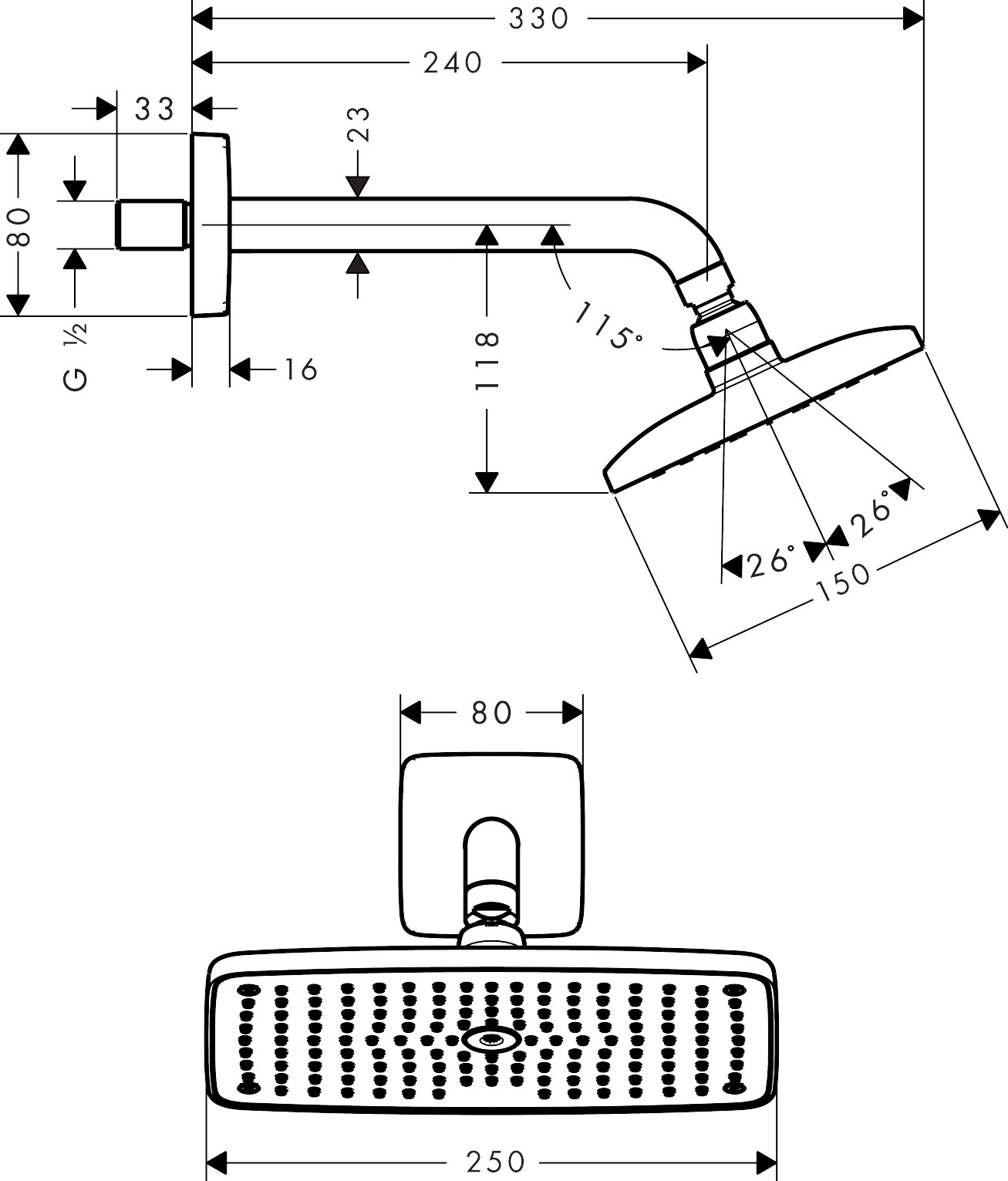 Верхний душ Hansgrohe Raindance E 240 1jet 27370000
