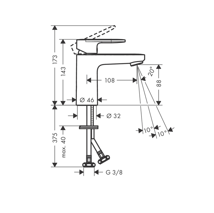Hansgrohe Vernis Blend Смеситель для раковины, излив 100 мм, цвет: матовый черный 71580670