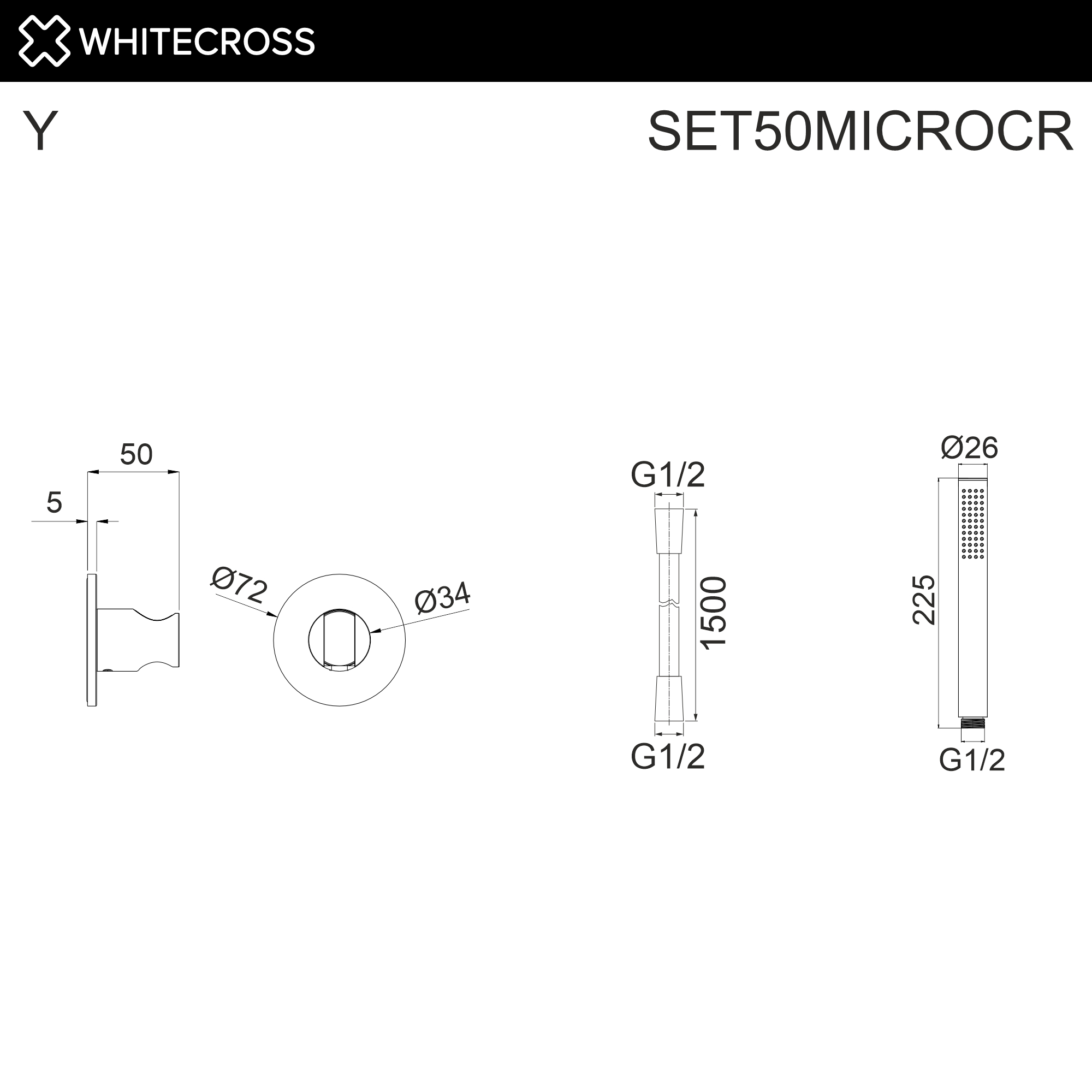 Душевой гарнитур точечный WHITECROSS SET50MICROCR (хром)
