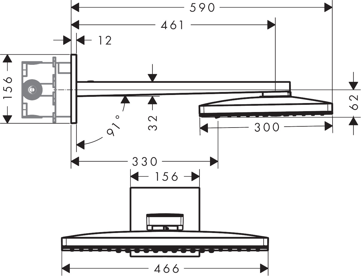 Hansgrohe Rainmaker Select Верхний душ 460 3jet с держателем 24007400