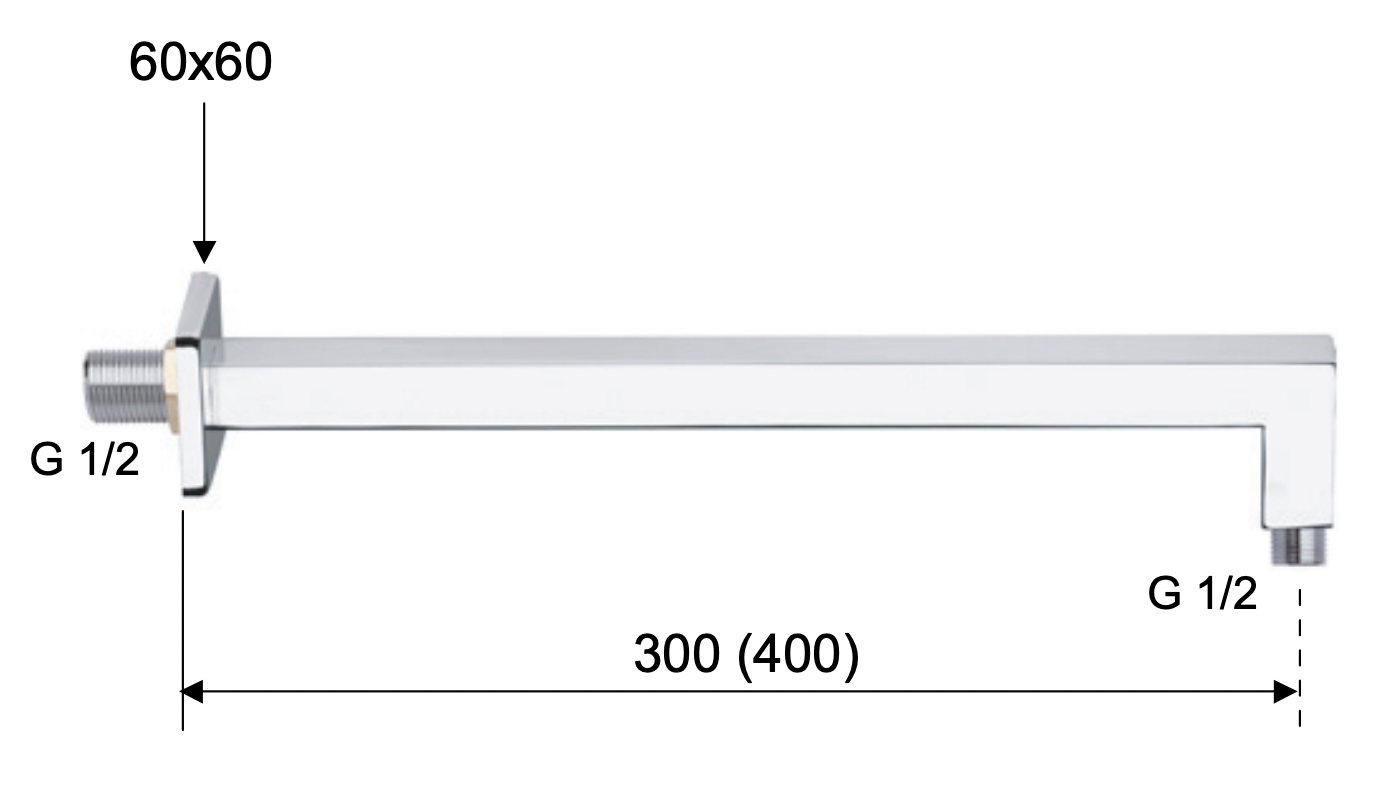 Кронштейн для верхнего душа 40 см REMER 348S40BG, золото брашированное