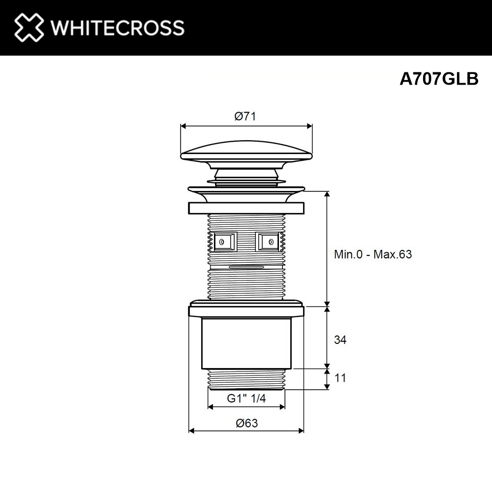 Донный клапан WHITECROSS A707GLB (брашированное золото)
