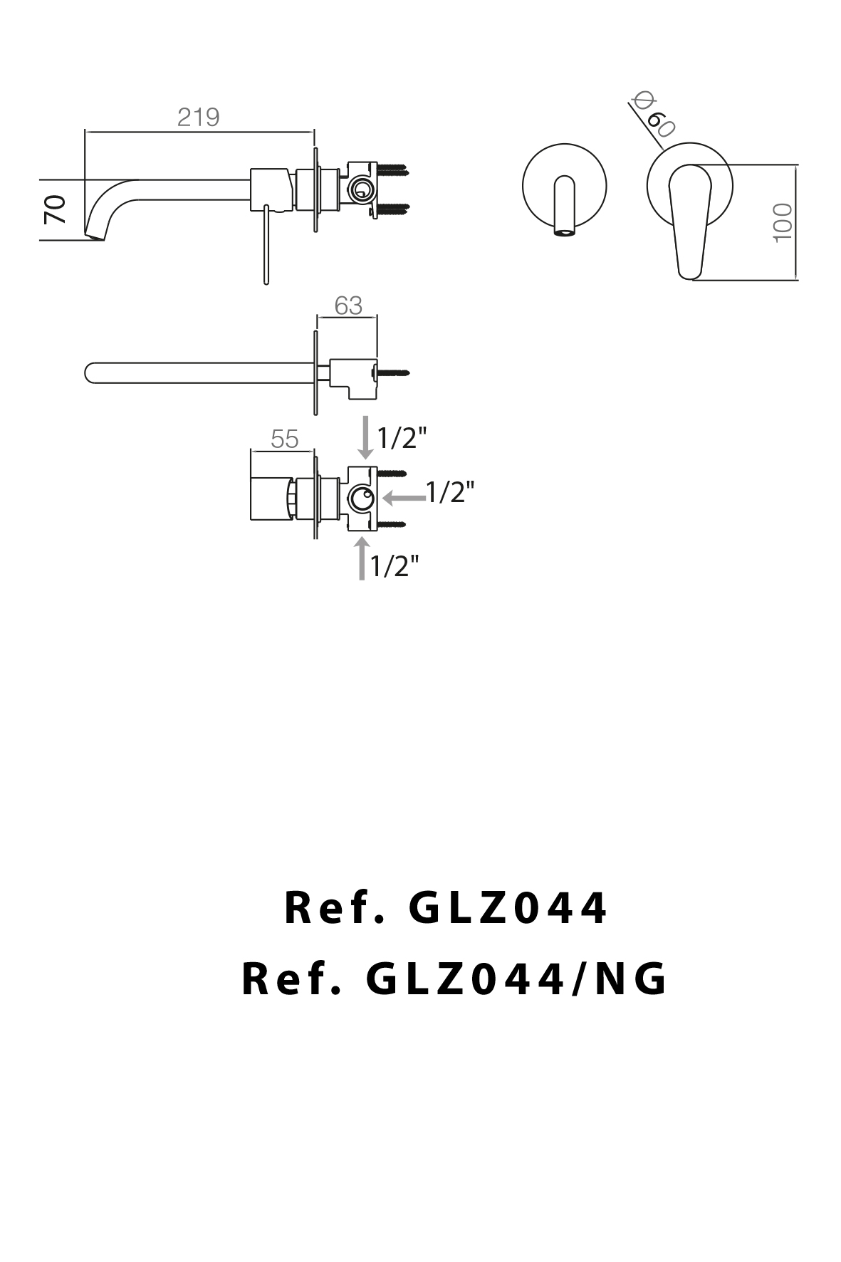 IMEX BELGICA Смеситель для раковины встраиваемый (матовый черный) GLZ044/NG