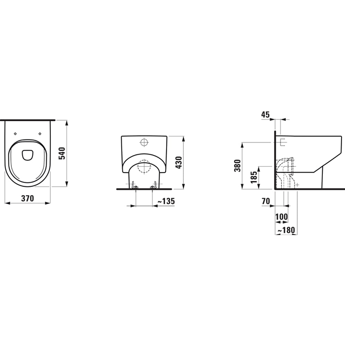 8.2334.1.757.000.1 Laufen Sonar Унитаз напольный 53x37x43см, безободковый, цвет: белый матовый