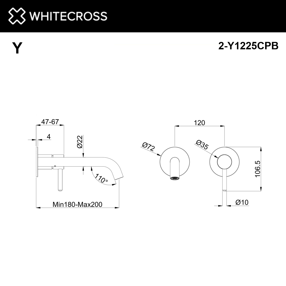 Внешняя часть смесителя для умывальника WHITECROSS Y1225CPB (брашированная медь)