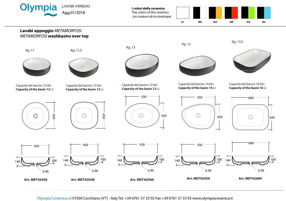 Olympia раковина накладная 60x42 Metamorfosi met4260001