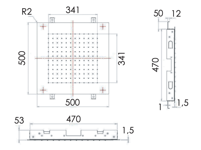 Верхний душ потолочный 50x50 см Remer INOX SS357SFS50 нерж. сталь
