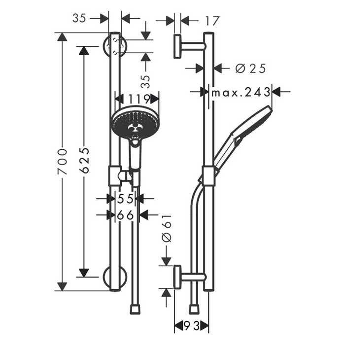 Hansgrohe Raindance Sel.S 120/U'Comfort Душевой гарнитур, 65см., цвет: хром 26320000