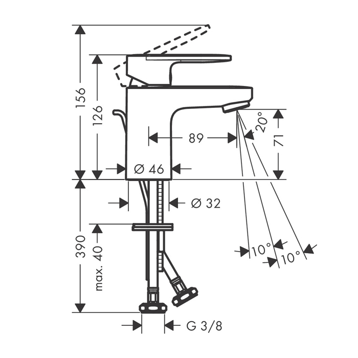 Hansgrohe Vernis Blend Смеситель для раковины, излив 70 мм, цвет: матовый черный 71584670