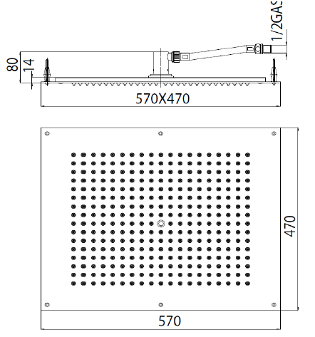 BOSSINI DREAM FLAT Верхний душ 570 x 470 мм, H38391.030