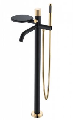 Смеситель для ванны напольный Boheme STICK BLACK TOUCH GOLD 129-BG.2