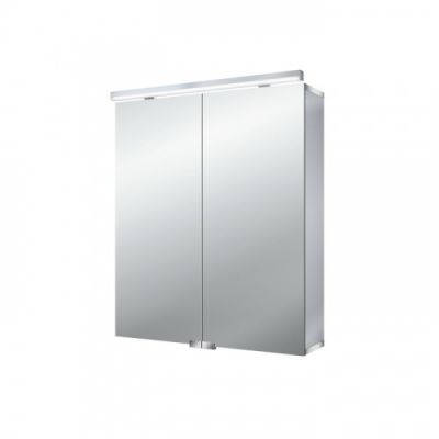 EMCO Pure Зеркальный шкаф 60x70см., LED-подсветка, 2 двери, 2 полки, розетка, без нижней подсветки 9797 050 81