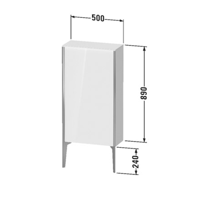 Duravit XViu Шкаф подвесной 50x24x89см, с 1 дверью, 2 стеклянными полками (петли справа), цвет: белый глянцевый/champagne matt XV1306RB122