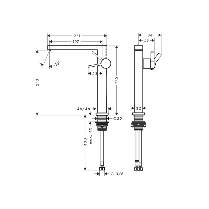 73070670 Hansgrohe Tecturis E Смеситель для раковины 240 Fine, однорычажный, CoolStart, с клапаном push-open, цвет: матовый черный