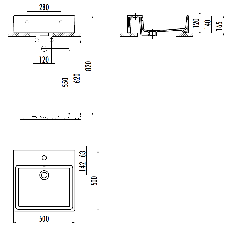 CREAVIT Раковина NX256 (50*50 см) NX256-00CB00E-0000