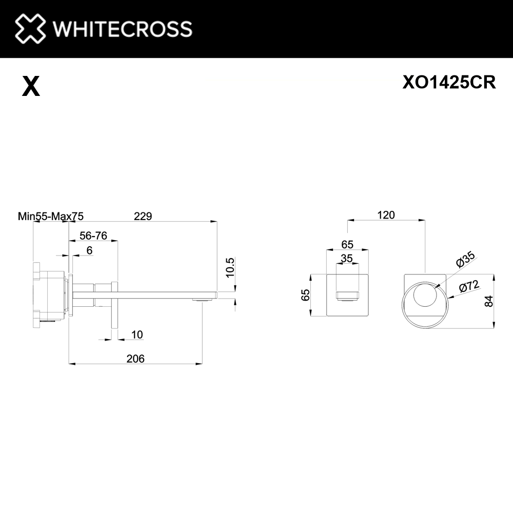 Смеситель для умывальника скрытого монтажа WHITECROSS XO1425CR (хром)
