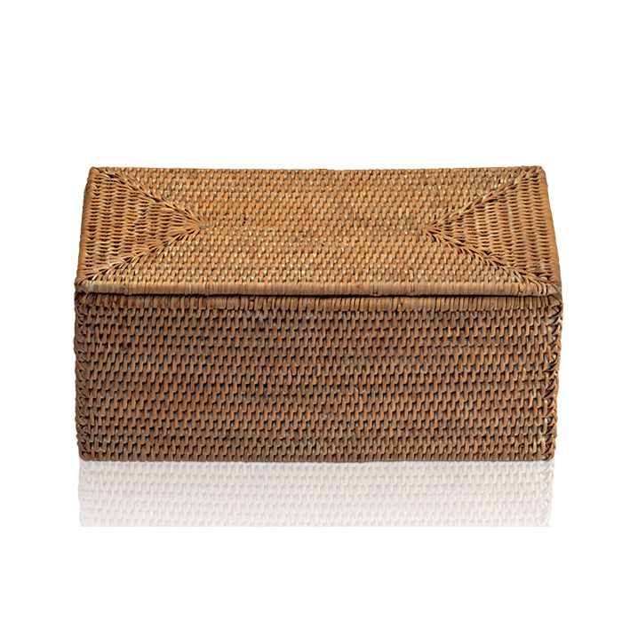 Decor Walther Basket UTBMD Универсальная коробка 30x15.5x14см, с крышкой, настольная, цвет: ротанг темный 932192
