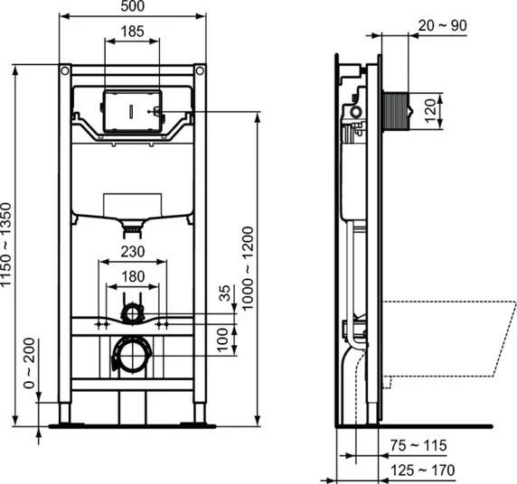 Промо-комплект 4 в 1 Ideal Standard с подвесным унитазом E005401 CONNECT AIR AquaBlade®