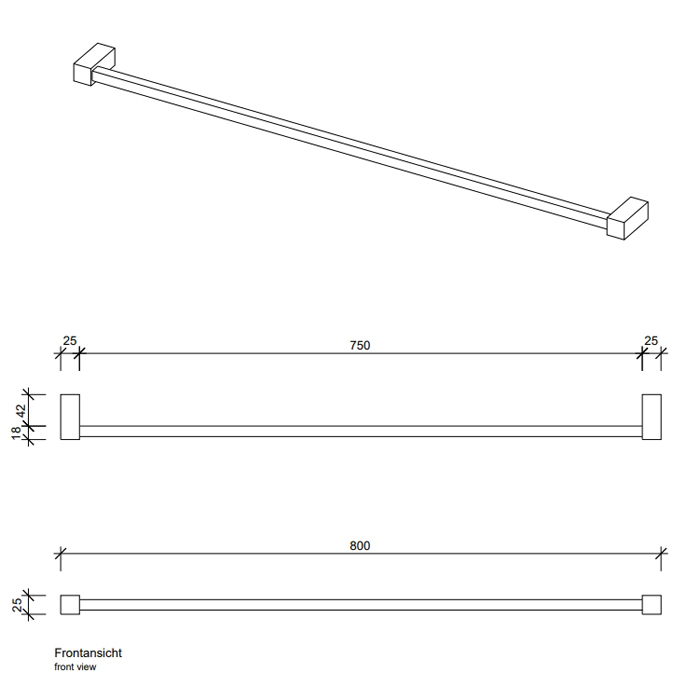 Decor Walther Corner HTE80 Полотенцедержатель 80см, подвесной, цвет: черный матовый 560360