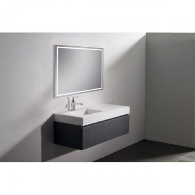 Xpertials LISBETH, прямоугольное зеркало 100х80 см c LED подсветкой: датчик вкл/выкл подсветки с диммером и датчик антизапотевания, профиль матовый хр