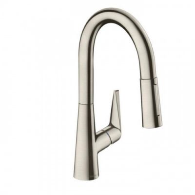 Hansgrohe Talis M51 Смеситель для кухни, на 1 отв однорычажный, поворотный излив 18.5см с вытяжным душем, 2jet, h15.2см, цвет: нержавейка 72815800