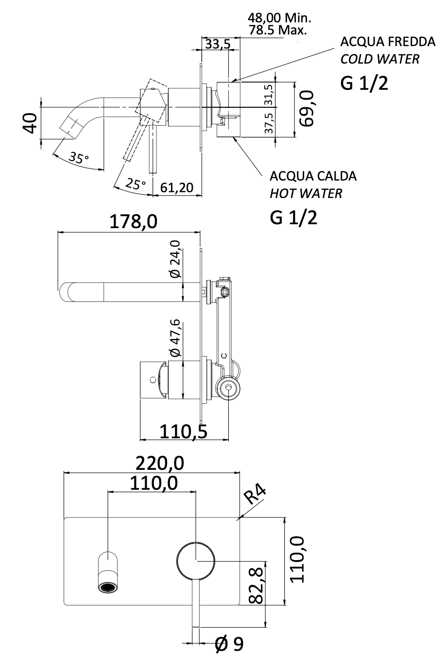 Смеситель для раковины Mariani NEXT B22565NS, золото брашированное