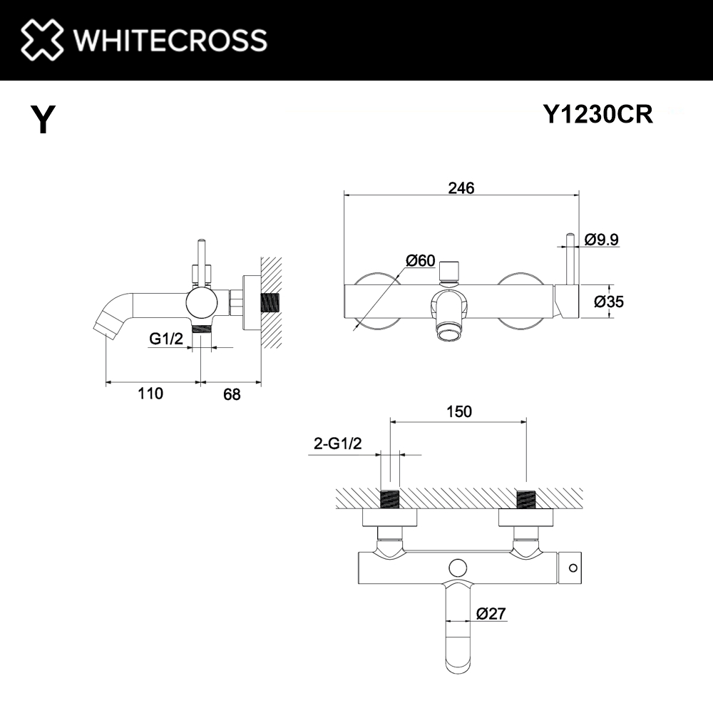Смеситель для ванны WHITECROSS Y1230CR (хром)