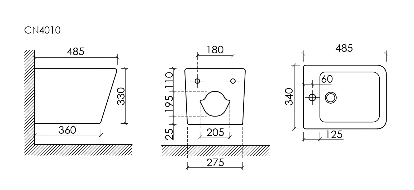 CN4010MB Ceramica Nova Подвесное биде Union