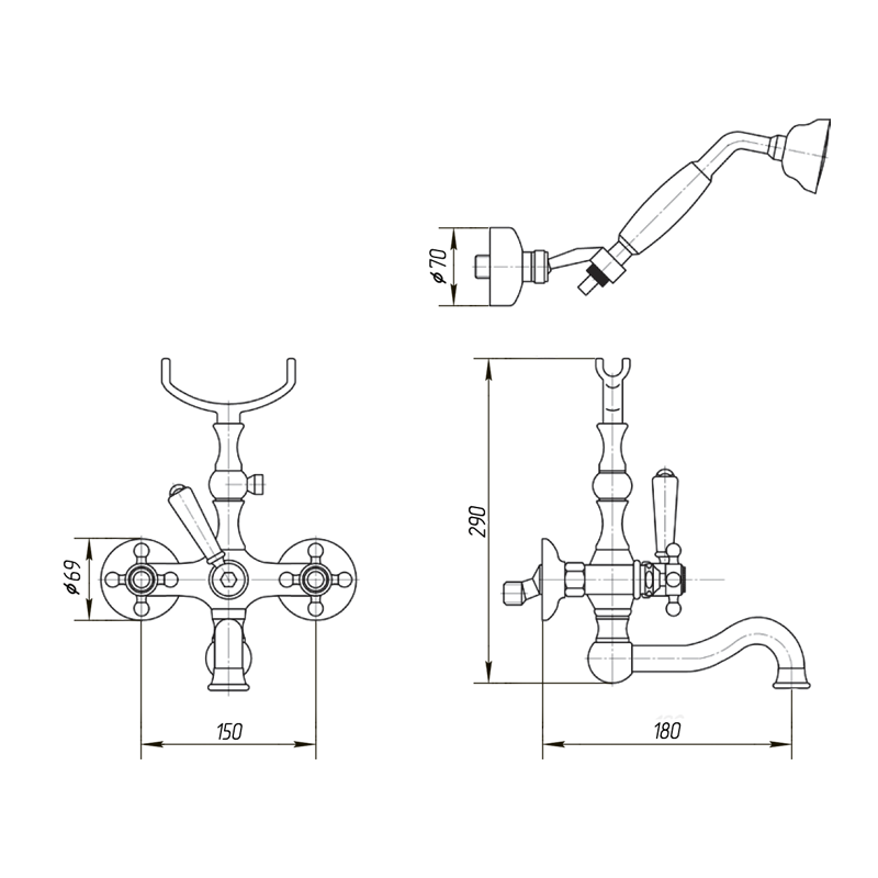 ARCADIA Смеситель для ванны ML.ARC-8302.CR