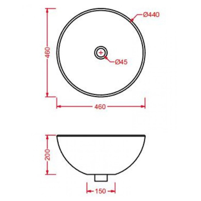 Раковина накладная круглая d46 ArtCeram La Ciatola LCL001 01